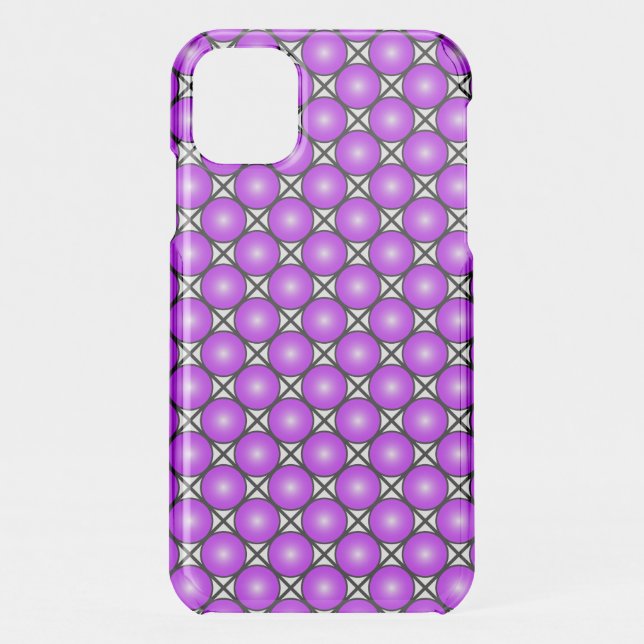 Magenta Pink Dots Black White Lattice Pattern Uncommon iPhone Case (Back)
