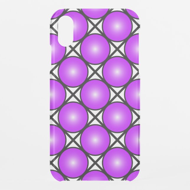 Magenta Pink Dots Black White Lattice Pattern Uncommon iPhone Case (Back)