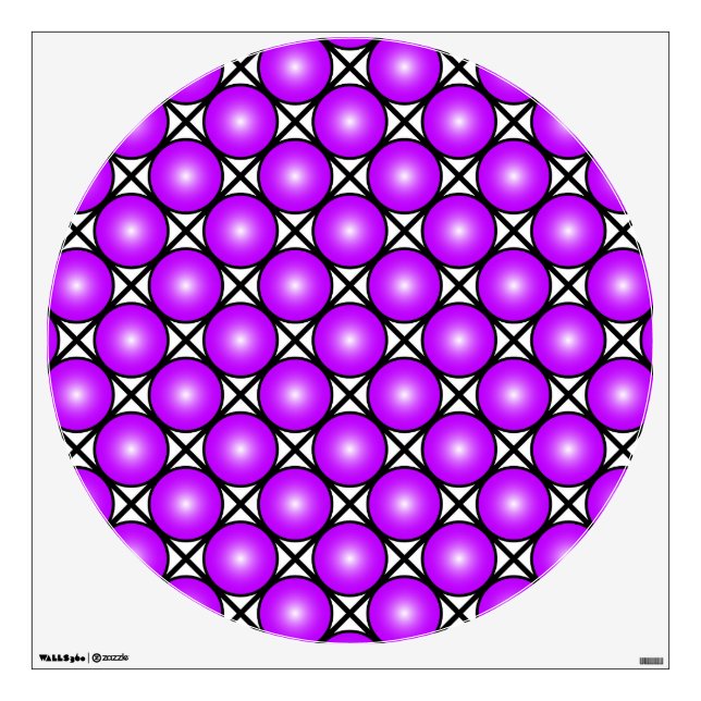 Magenta Pink Dots Black White Lattice Pattern Wall Decal (Front)