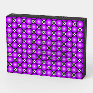 Magenta Pink Dots Black White Lattice Pattern Wooden Box Sign