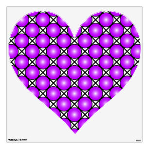 Magenta Pink Dots Black White Pattern Heart Wall Decal