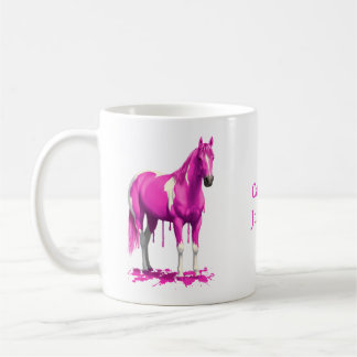 Magenta Pink Dripping Wet Paint Horse Coffee Mug