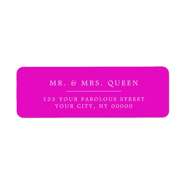 Magenta Pink Elegant Classic Simple Return Address Label (Front)
