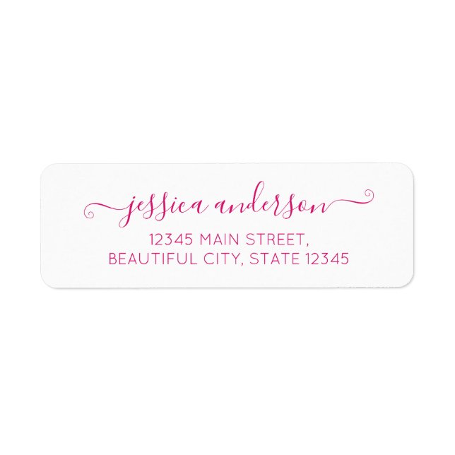 Magenta Pink Elegant Modern Calligraphy Script Label (Front)