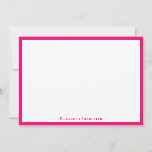 Magenta Pink Elegant Modern Flat Note Card