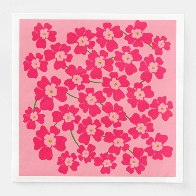 Magenta Pink Fantasy Flower Garden Wedding   Paper Dinner Napkins (Front)