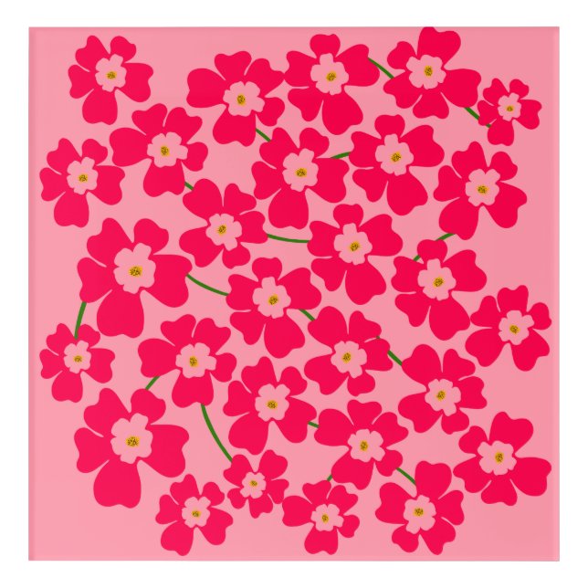 Magenta Pink Fantasy Flower Power   Acrylic Print (Front)