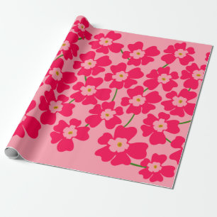 Magenta Pink Fantasy Flower Power Wrapping Paper