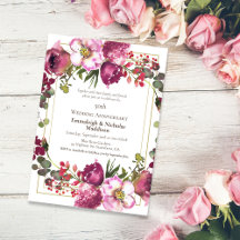 Magenta Pink Floral 50th Wedding Anniversary