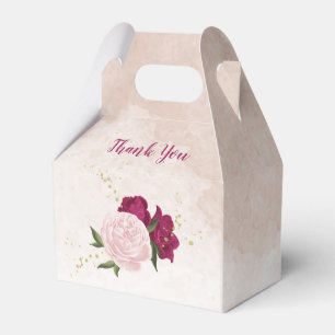 magenta pink floral greenery wedding favor boxes
