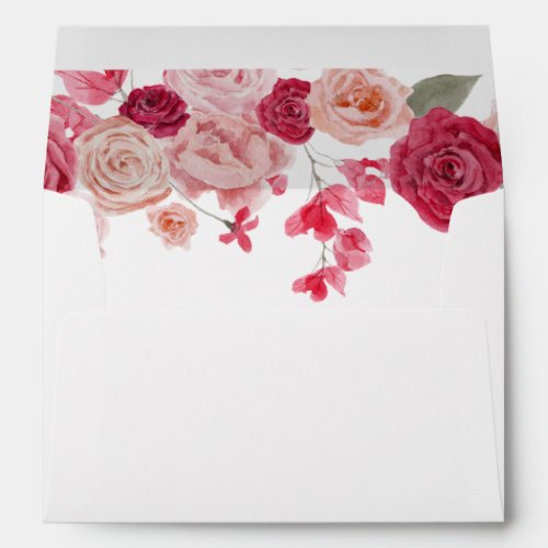 Magenta Pink Floral wedding Envelope