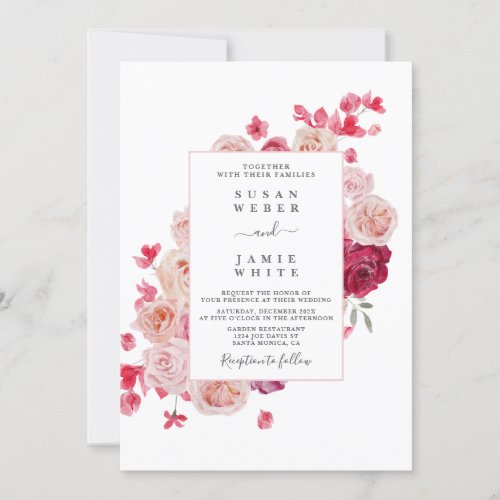 Magenta Pink Floral wedding Invitation