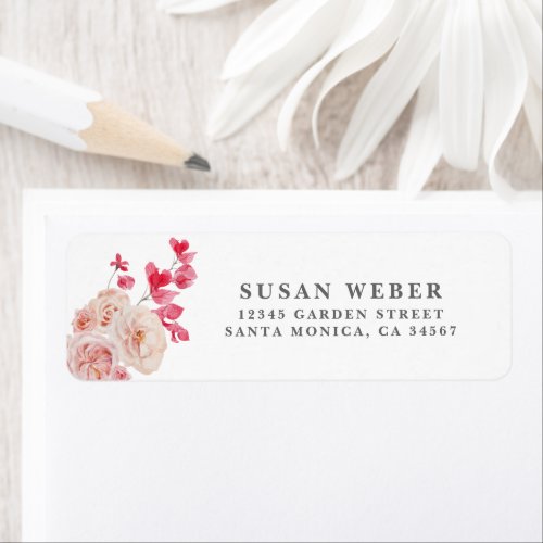 Magenta Pink Floral wedding invitation Label