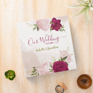 magenta pink flowers greenery photo album 3 ring binder