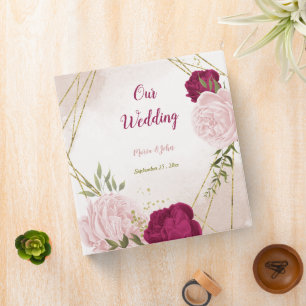 magenta pink flowers greenery photo album 3 ring binder