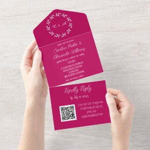 Magenta Pink Fuchsia Modern Bold Elegant All In One Invitation