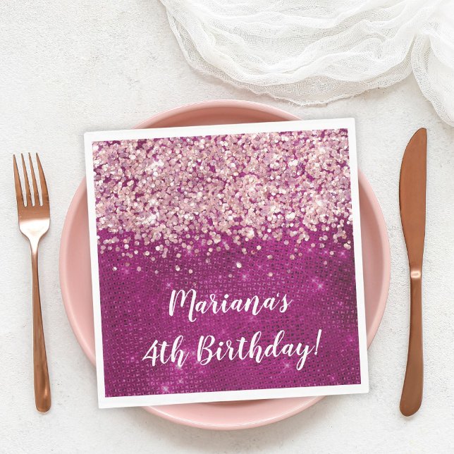 Magenta Pink Girl Any Age Birthday Party Napkins (Creator Uploaded)