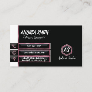 Magenta Pink Glam Girly Minimalist Modern Chic Business Card
