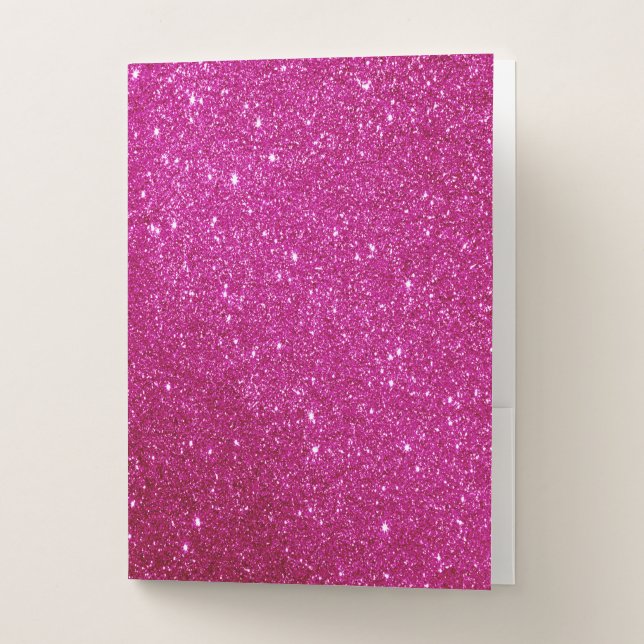 Magenta Pink Glitter Pattern Pocket Folder (Front)