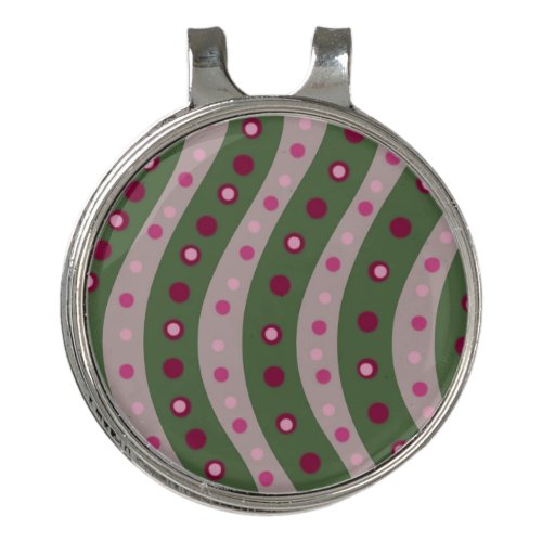 Magenta Pink Green Springtime Polka Dot Patterned  Golf Hat Clip