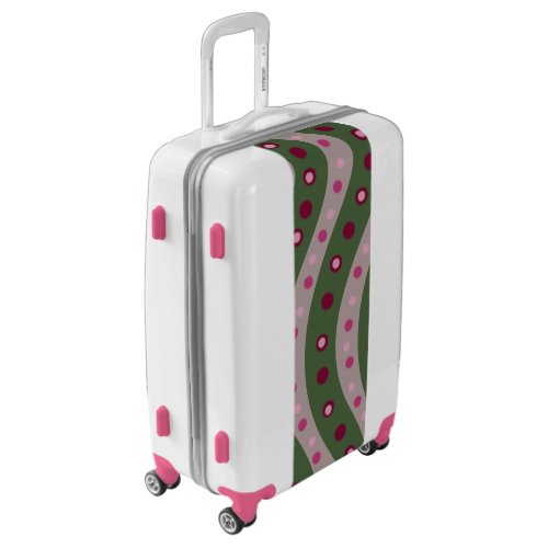 Magenta Pink Green Springtime Polka Dot Patterned  Luggage