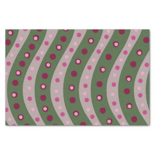 Magenta Pink Green Springtime Polka Dot Patterned  Tissue Paper
