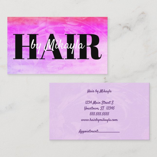 Magenta Pink Hair Style Nails Simple Business Card (Front/Back)