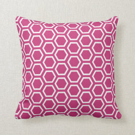 Magenta Pink Honeycomb Pattern Throw Pillow