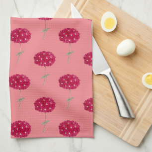 Magenta Pink Hydrangea Vintage Style Kitchen Towel