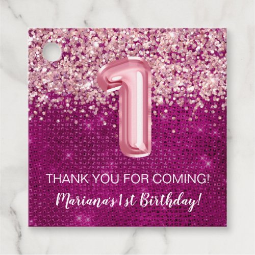 Magenta Pink Kids Girl 1st Birthday Party Favors Favor Tags