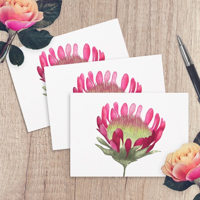 Magenta Pink King Protea Flower Card (pink magenta king protea flower blank simple thank you note card original painted flower )