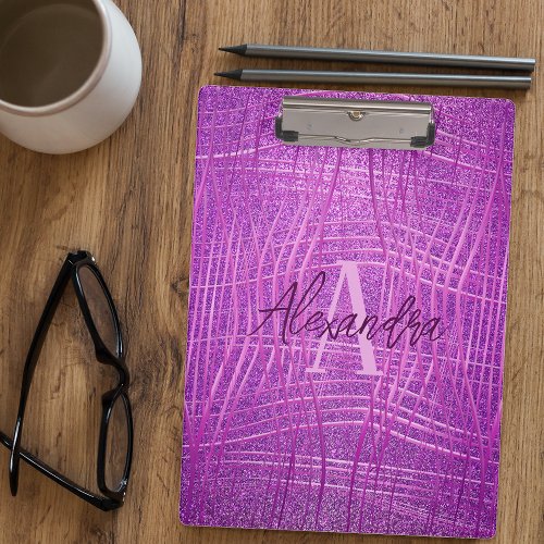 Magenta Pink Metallic Glitter Modern Glam Luxury Clipboard