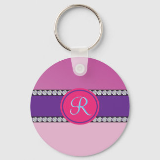 Magenta Pink Monogram Keychain