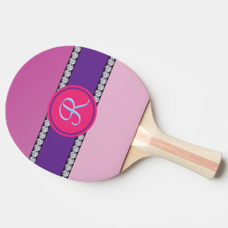 Magenta Pink Monogram Ping-Pong Paddle