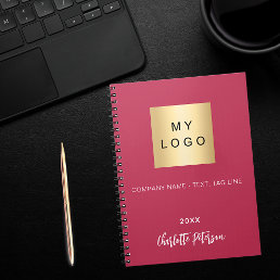 Magenta pink name script business logo notebook