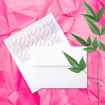 Magenta Pink Names Calligraphy Wedding Envelope Liner by weddings_ at Zazzle