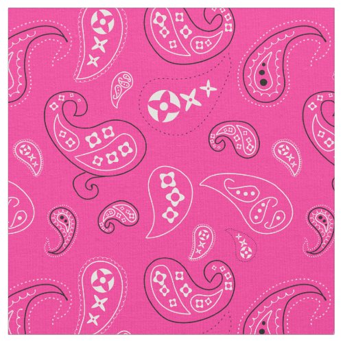 Magenta Pink Paisley Western Bandana Print Fabric