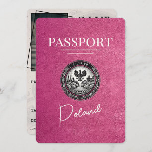 Magenta Pink Poland Passport Save The Date
