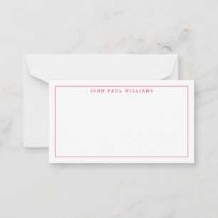 Magenta Pink Professional Formal Thin Border Note Card