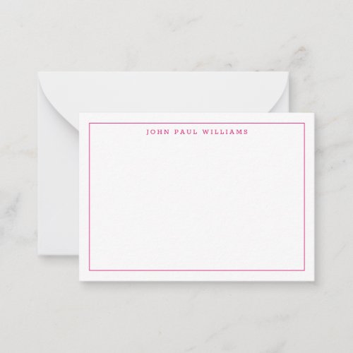 Magenta Pink Professional Simple Thin Border Note Card