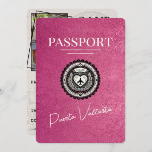 Magenta Pink Puerta Vallarta Passport Save The Date