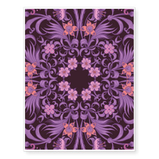 Magenta pink purple artistic mandala temporary tattoos