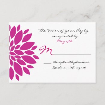 Magenta Pink Purple Flower Wedding Rsvp Reply Card by CustomWeddingSets at Zazzle