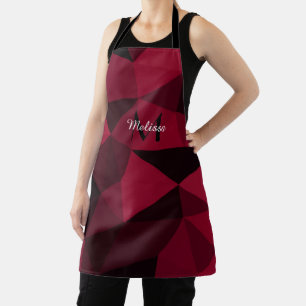 Magenta pink red black geometry pattern Monogram Apron