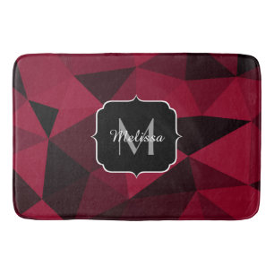 Magenta pink red black geometry pattern Monogram Bath Mat