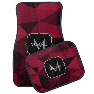 Magenta pink red black geometry pattern Monogram Car Floor Mat