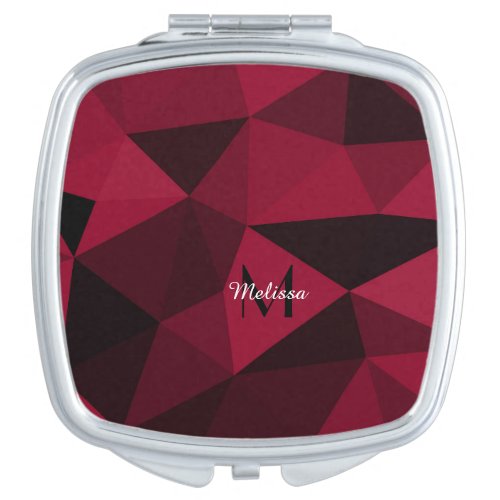 Magenta pink red black geometry pattern Monogram Compact Mirror