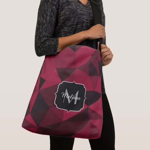 Magenta pink red black geometry pattern Monogram Crossbody Bag