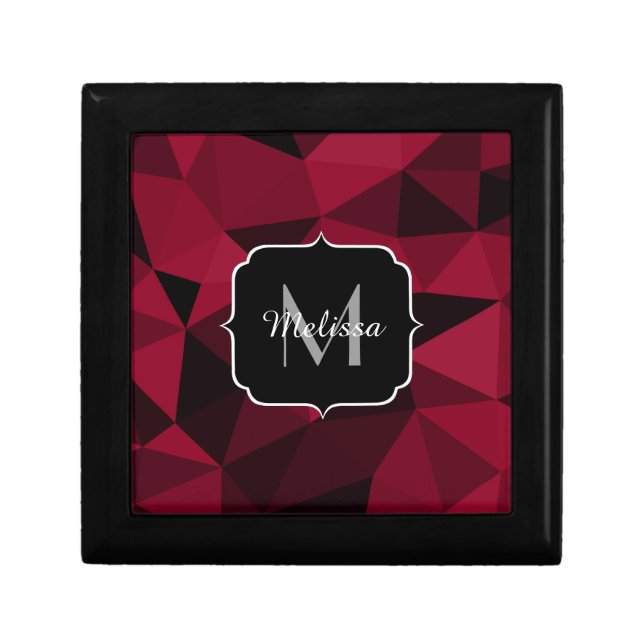 Magenta pink red black geometry pattern Monogram Gift Box (Front)