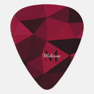 Magenta pink red black geometry pattern Monogram Guitar Pick